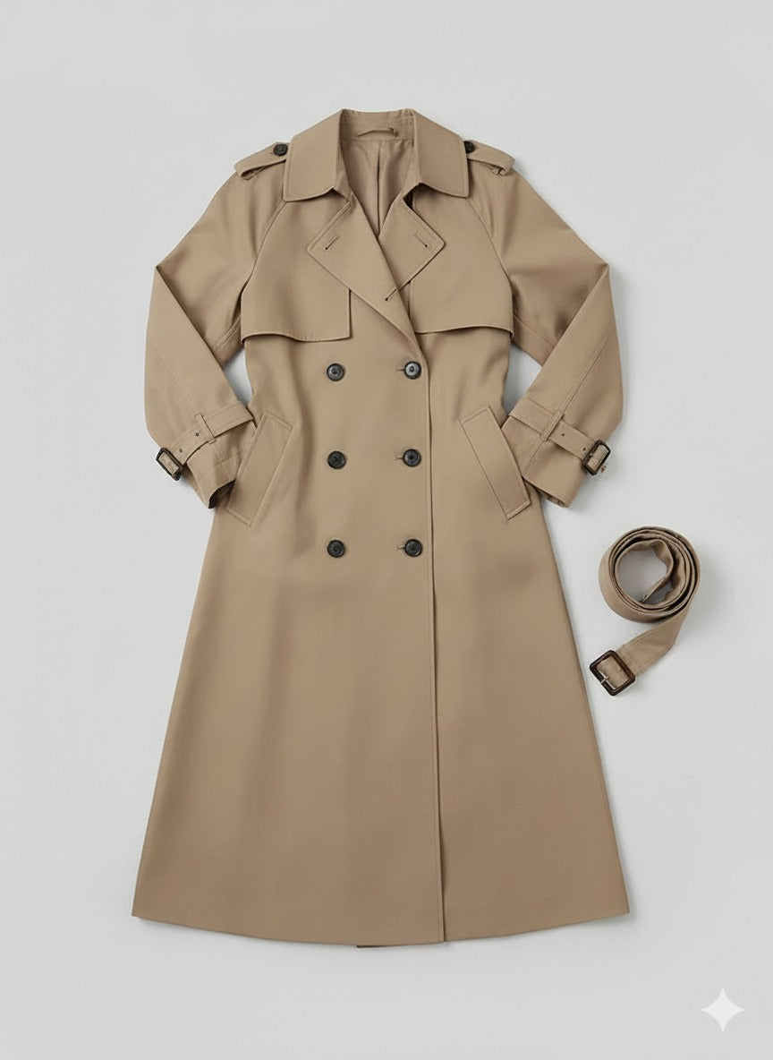 Women’s Classic Double Breasted Trench Coat Belted Fall Outerwear