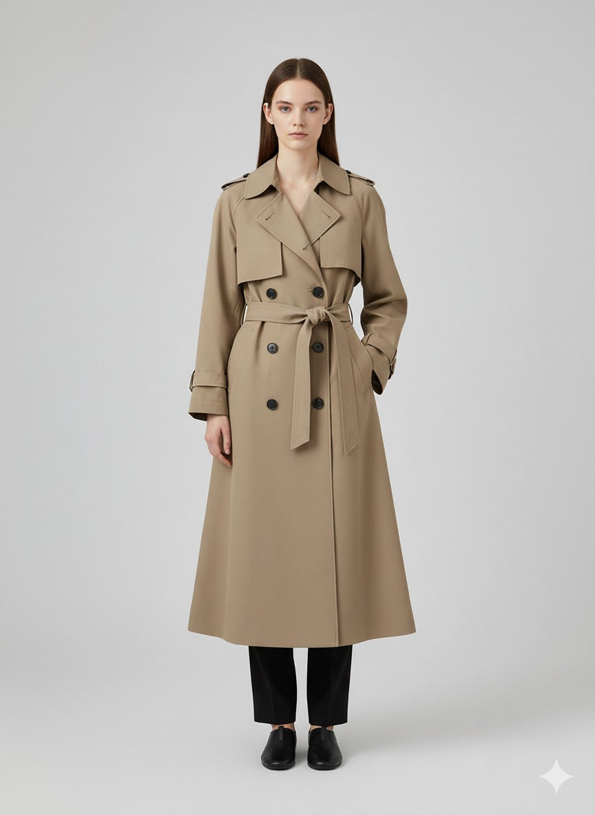 Women’s Classic Double Breasted Trench Coat Belted Fall Outerwear