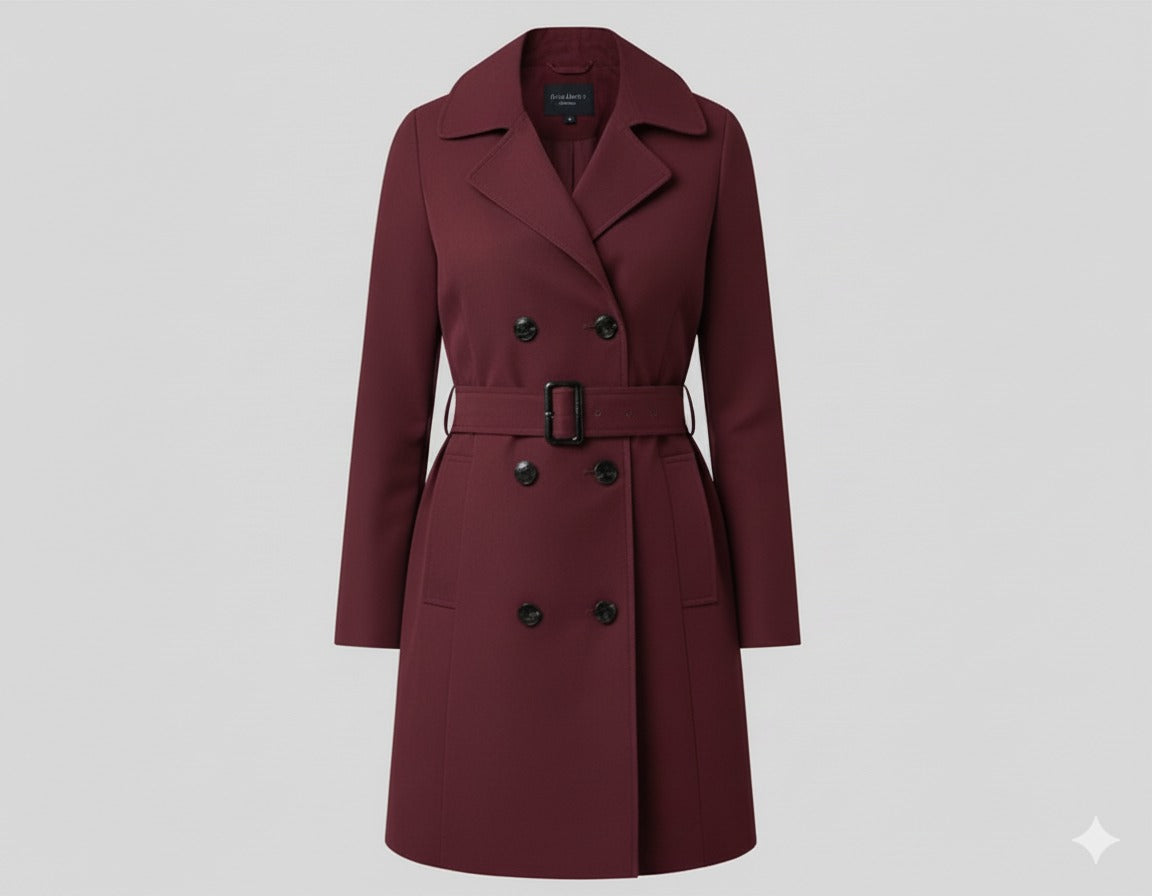 Plum Fitted Trench Coat by Double Breasted