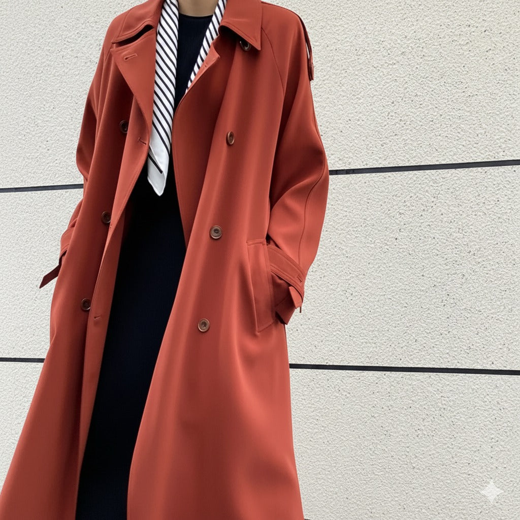 Women’s Long Double Breasted Trench Coat Classic Fall Streetwear Outerwear