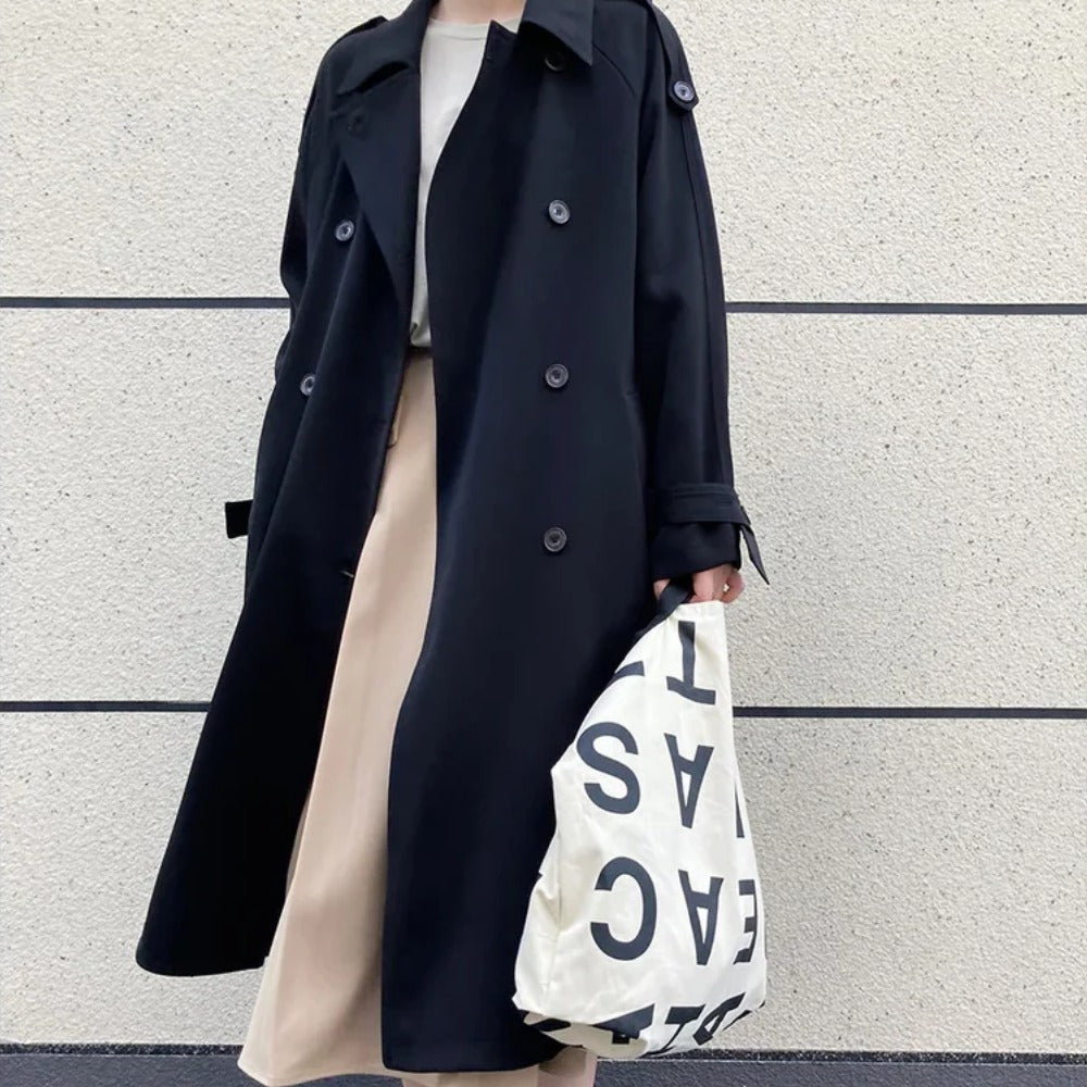 Women’s Long Double Breasted Trench Coat Classic Fall Streetwear Outerwear