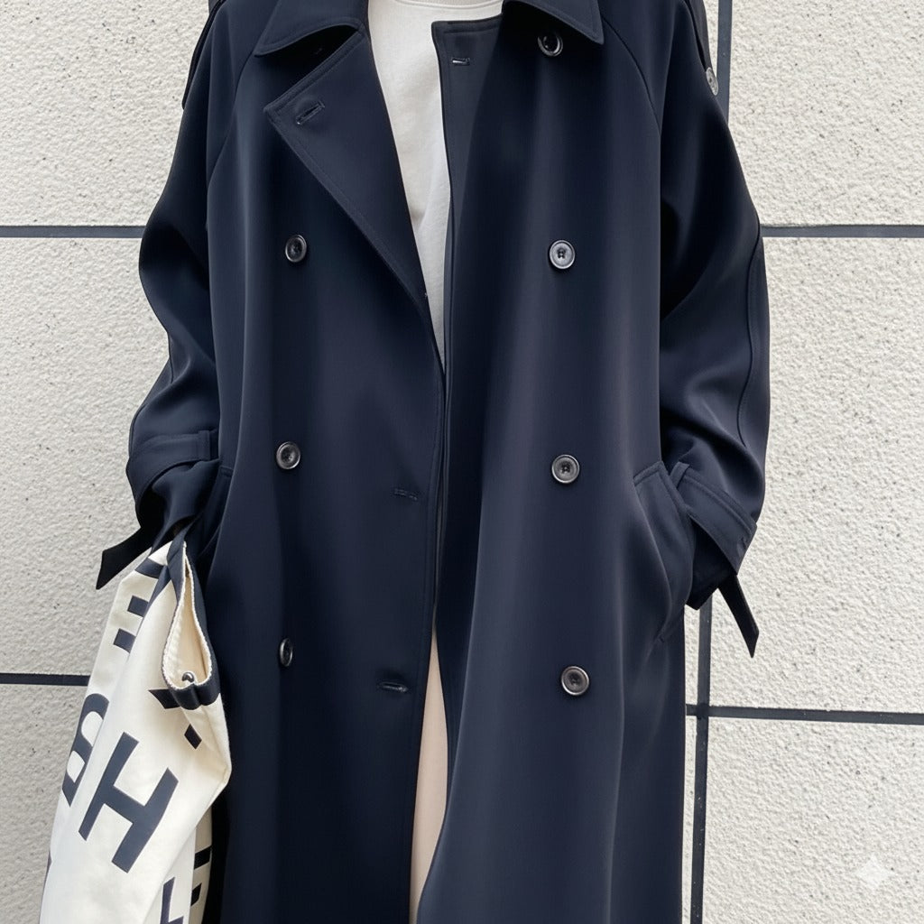 Women’s Long Double Breasted Trench Coat Classic Fall Streetwear Outerwear