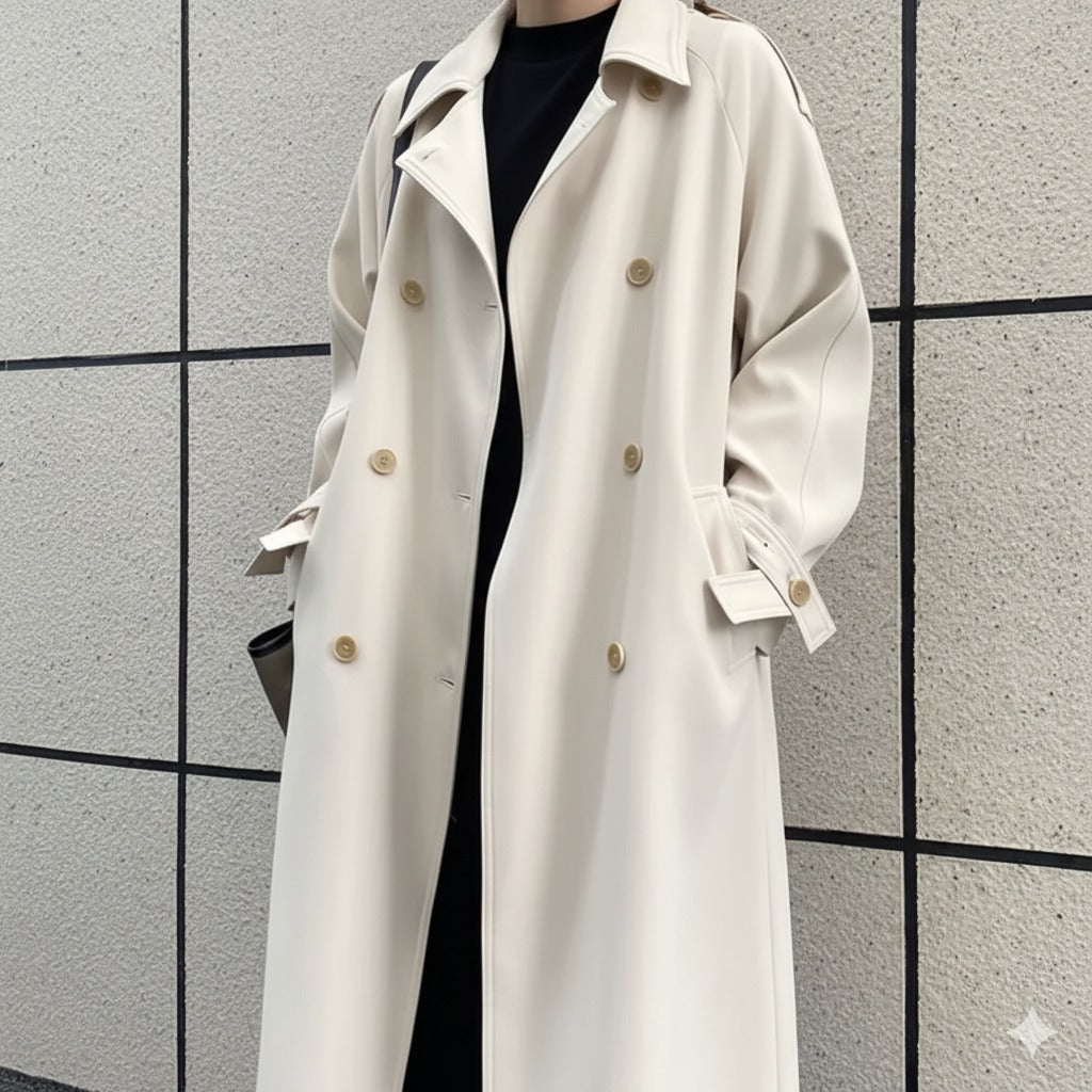 Women’s Long Double Breasted Trench Coat Classic Fall Streetwear Outerwear