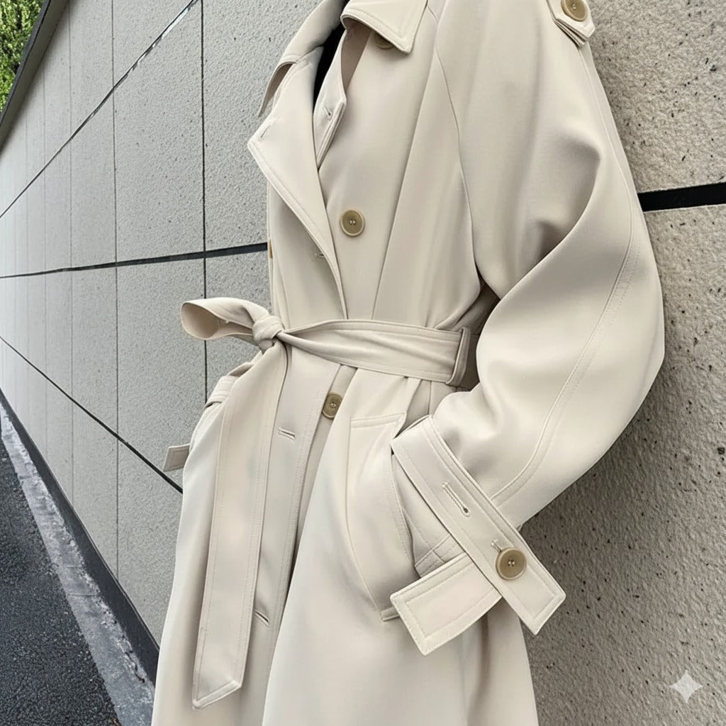 Women’s Long Double Breasted Trench Coat Classic Fall Streetwear Outerwear